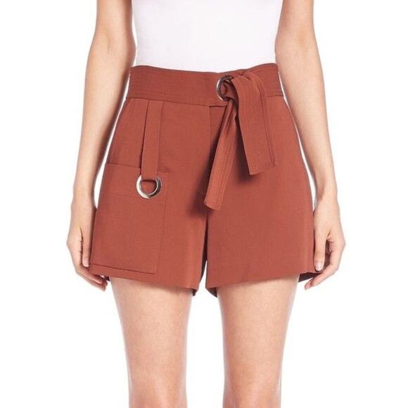 A.L.C. Lucile Trapunto-Stitched Shorts Rust Orange Drape Spring Women’s Size 0 - Picture 1 of 9